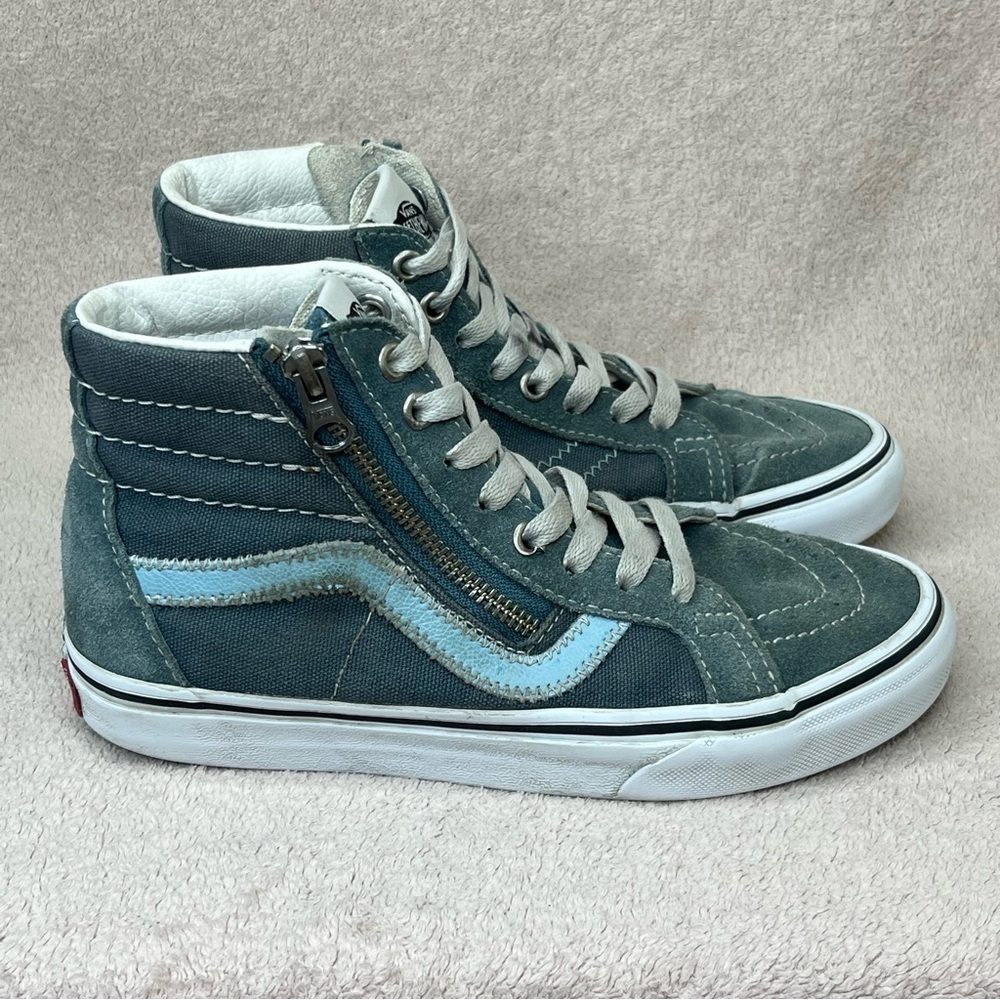 Vans Suede Sk8 Hi Zipper Sneakers Women’s 5.5 Blue Casual Skater Classic Boho - Picture 4 of 9
